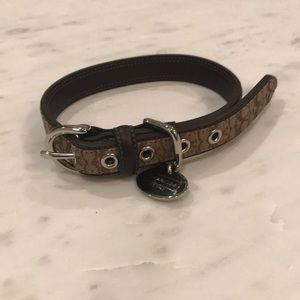 Coach dog collar, coach kakhi print, leather. New